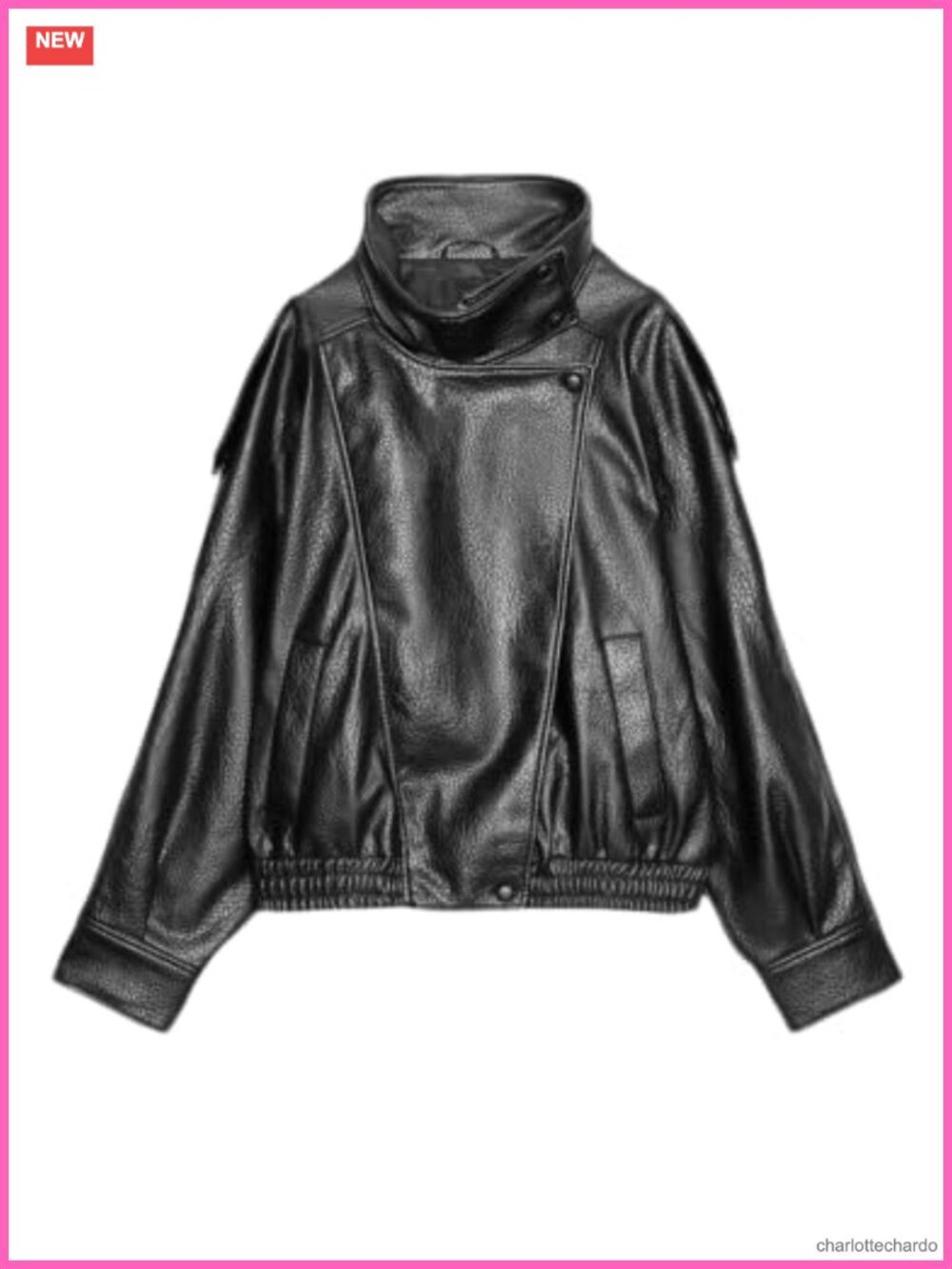 Oversized Faux Leather Jacket Zip Up Bomber Moto Biker Coat